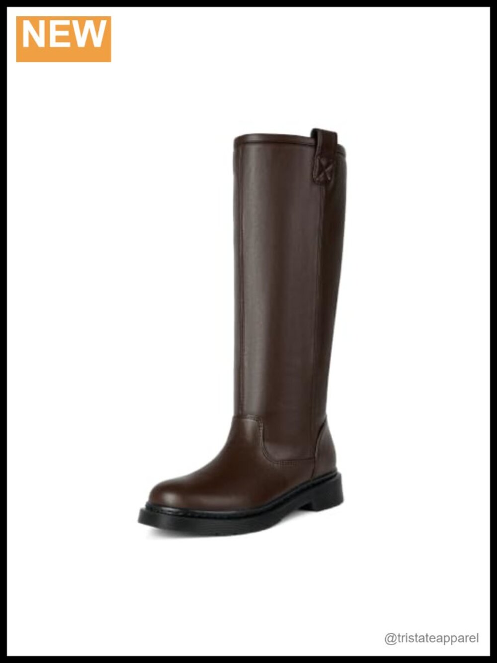 Knee High Boots for Women Square Toe Low Heel Slip On PU Boots